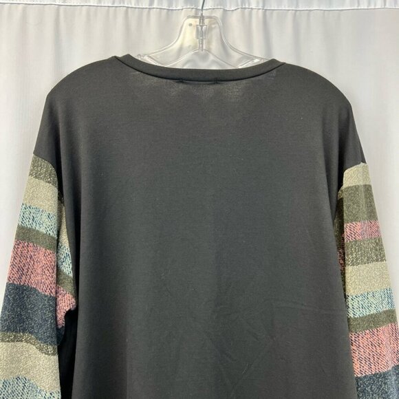 Les Amis Womens Sweatshirt Multicolor Mixed Print Long Sleeve High Low Stripes S - Picture 3 of 11